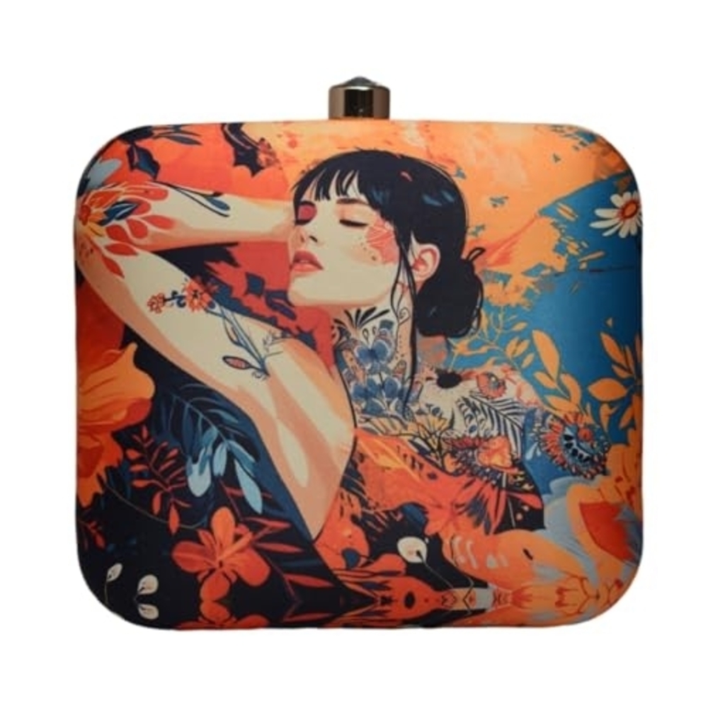 Handcrafted Vibrant Floral Art Clutch